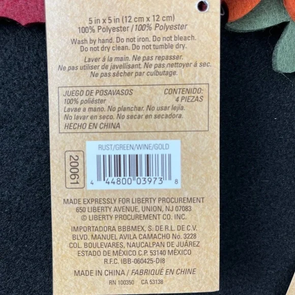 NWT Liberty Procurement Felt Maple Leaf Coasters Red Green Tan Orange 8 total - Picture 3 of 5